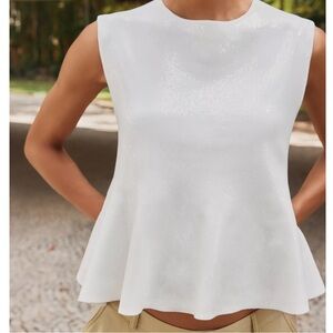Zara White Peplum Tank Top Blouse